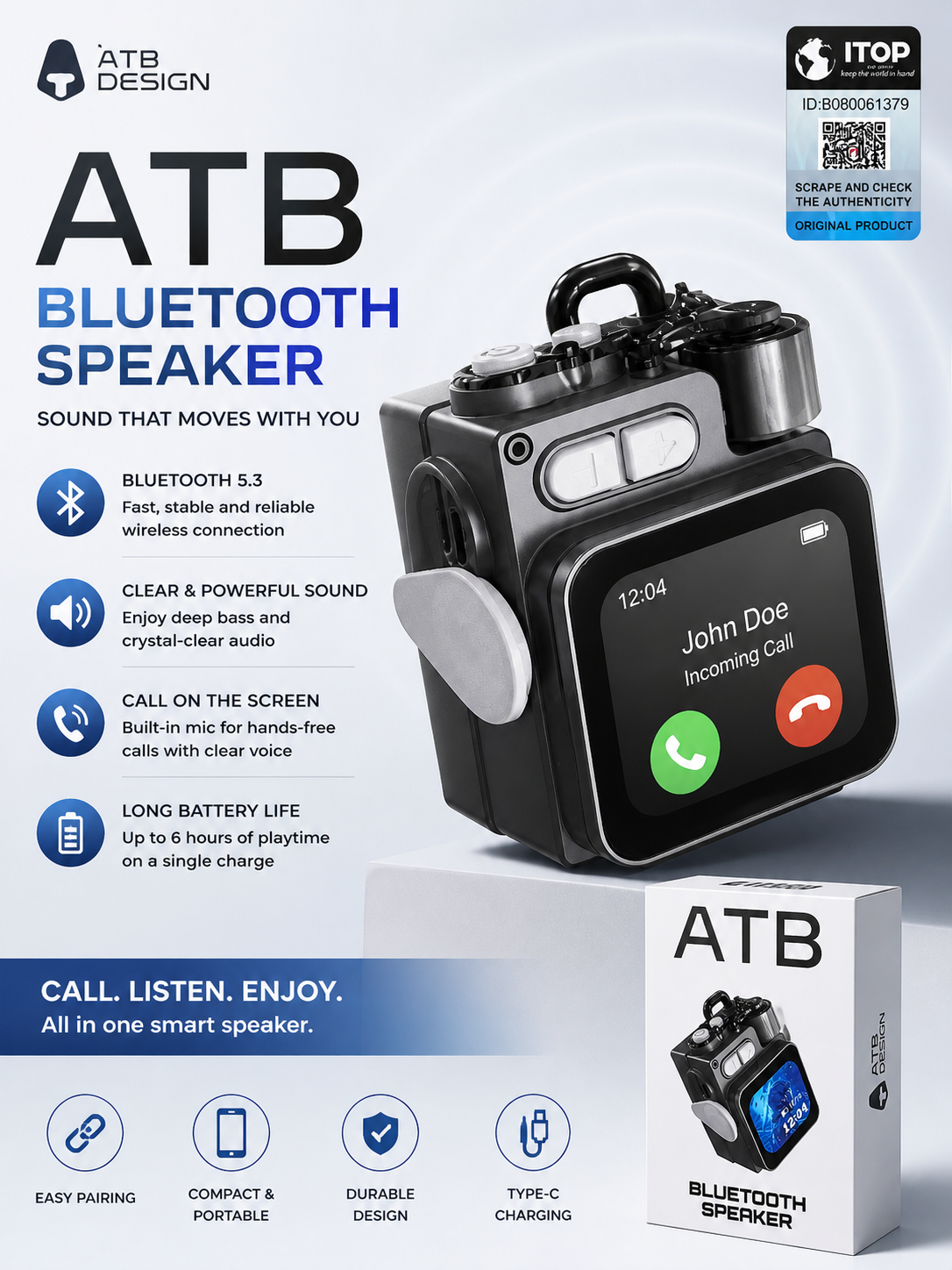 ATB Bluetooth Speaker with Call Screen