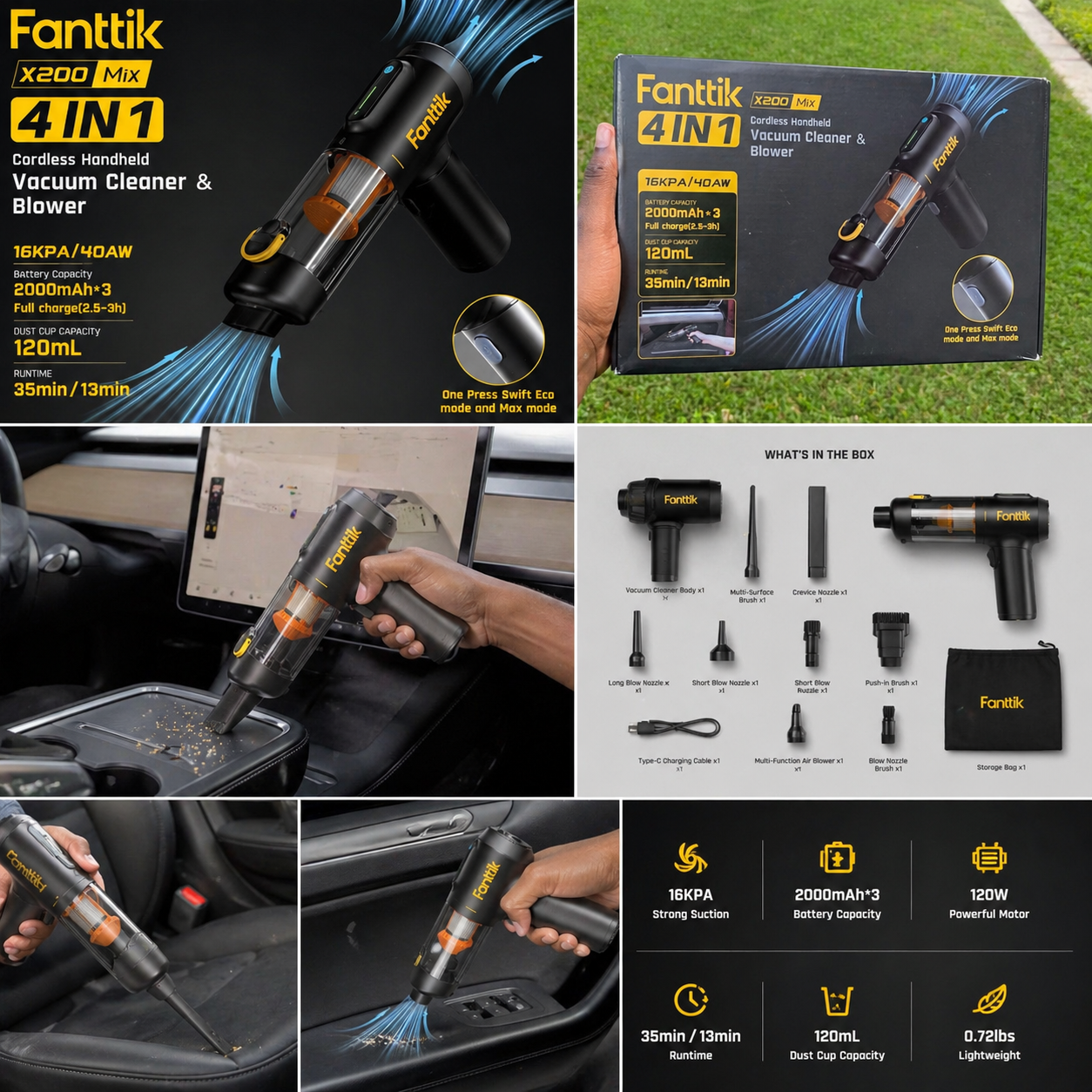 Fanttik X200 Mix 4-in-1 Handheld Vacuum & Blower – Cordless High Power Cleaner
