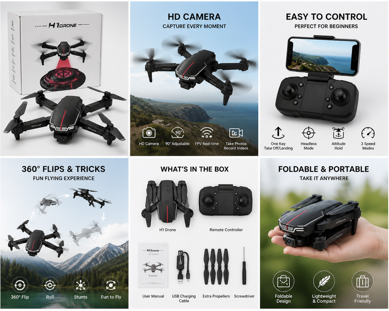 H1 Foldable Mini Drone with HD Camera