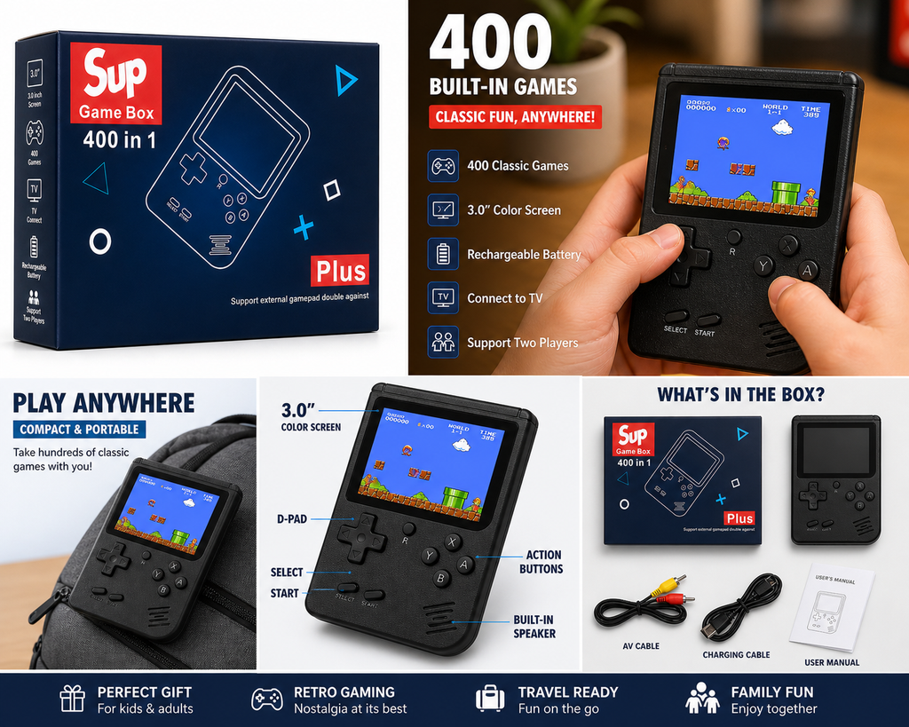 Retro Handheld Game Console – 400 Games