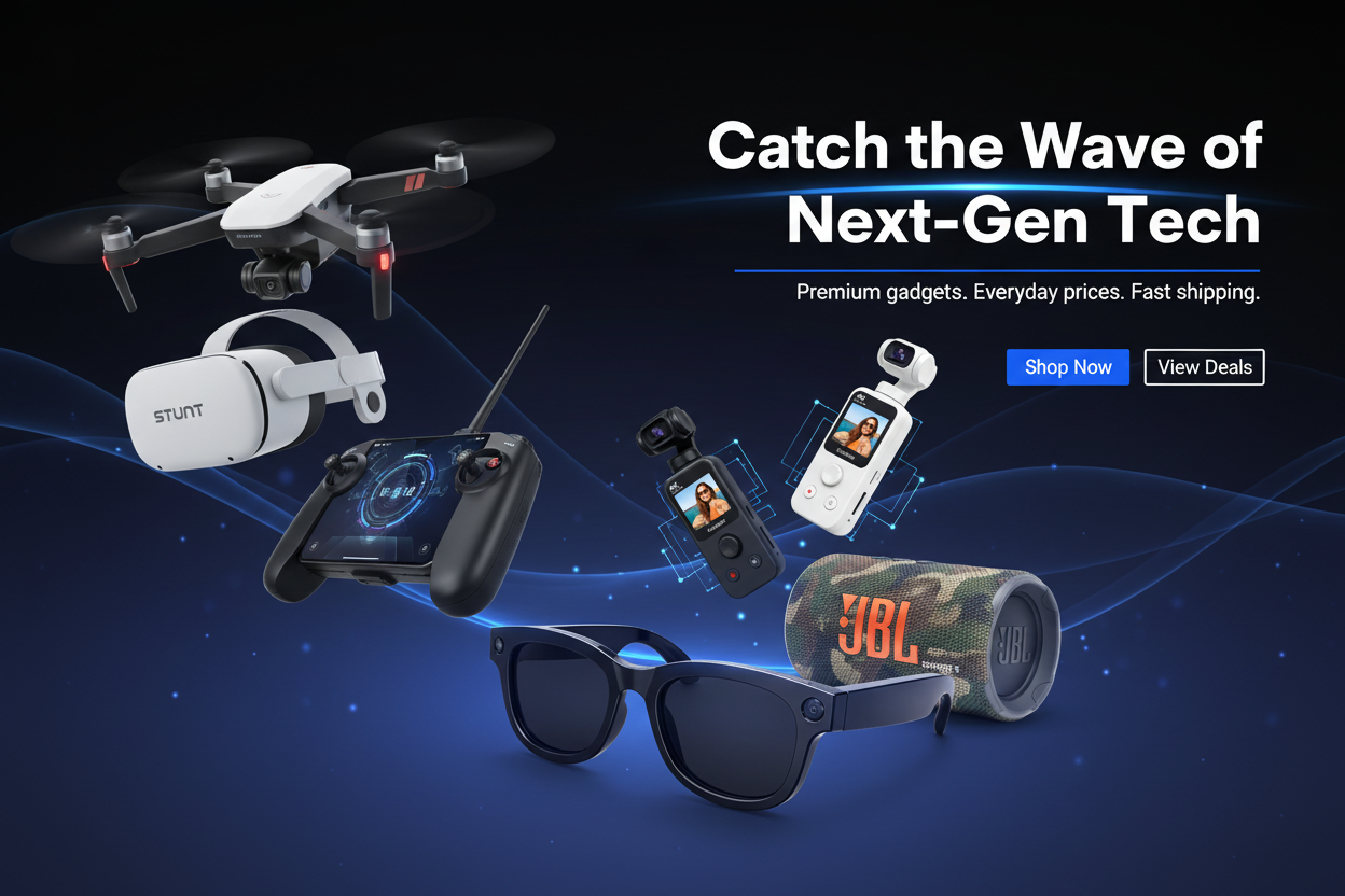 Wavy Tech Hero Banner - Real Products